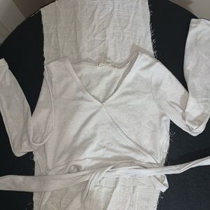 white cross-tie long sleeve